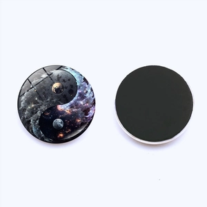 Yin Yang galaxy crystal glass fridge magnet with magnetic back for home office decor