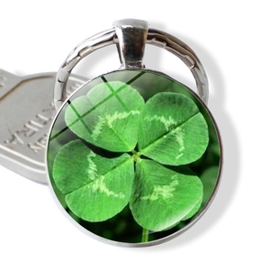 Vintage Zinc Alloy Glass Four Leaf Clover Keychain Luck Shamrock Pendant Lucky Charm Key Ring For Women Men Gift Jewelry Accessory