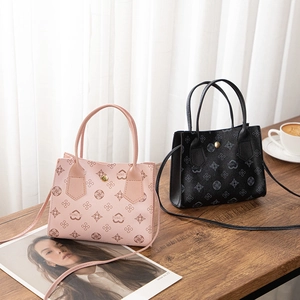 Women Retro Handbag PU Leather Monogram Print Square Crossbody Bag With Adjustable Shoulder Strap Fashion Sweet Tote Bag