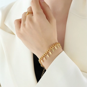 Thai style 18k gold plated chain bracelet and zircon ring set for women