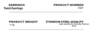 Spécifications des boucles d'oreilles torsadées en acier titane plaqué or 18 carats