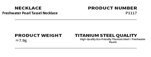 Technical specifications of the 18K gold plated pearl tassel necklace in titanium steel