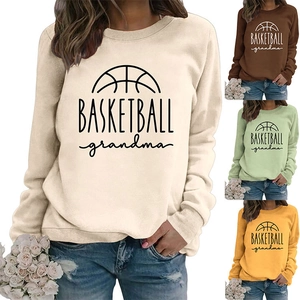 Collage of four BASKETBALL grandma crewneck sweatshirts in beige, brown, green, and yellow