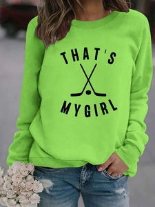 Détail du sweat vert néon à col rond avec imprimé graphique noir THAT'S MY GIRL