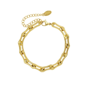 Bracelet à maillons gourmette plaqué or 18k avec gravure K18 et fermoir mousqueton
