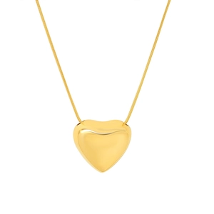 Polished gold heart pendant necklace with elegant snake chain for a minimalist look