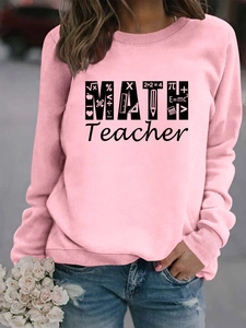 Detail of pink math teacher sweatshirt showing soft knit fabric and ribbed cuffs