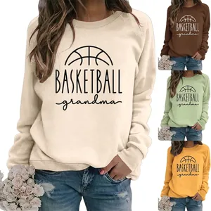 Women Basketball Grandma Print Sweatshirt Casual Crew Neck Long Sleeve Cotton Blend Loose Fit Streetwear Pullover Top