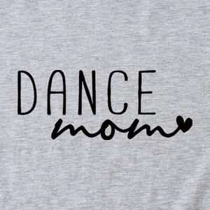 T-shirt classica grigio melange con stampa artistica Dance Mom e motivo a cuore