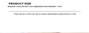Detailed size specifications for wide hollow ring showing width and inner diameter