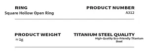 Detailed specifications of square hollow open ring made of premium titanium steel