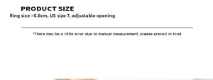 Size guide for adjustable 0.8cm width hollow square ring showing US size 7 dimensions