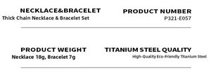 Spécifications de l'ensemble collier et bracelet à grosse chaîne en acier titane
