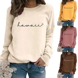 Multiple color options for long sleeve sweatshirt featuring Hawaii script printing