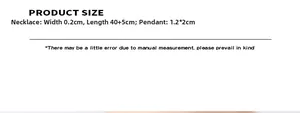 Detailed size chart for crescent necklace with 40+5cm length and 1.2x2cm moon pendant