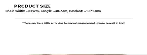 Detailed size chart for the square pendant necklace with chain and pendant dimensions