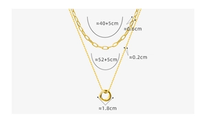 Spécifications détaillées du collier double épaisseur plaqué or 18 carats avec anneaux entrelacés