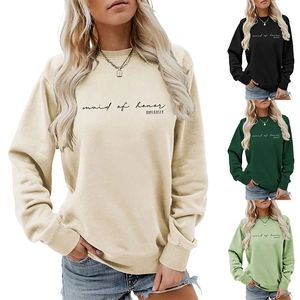 Detail view of maid of honor sweatshirt showing four colors in crewneck style