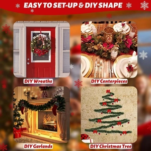 50ft green artificial Christmas garland for DIY holiday home party and wedding decor