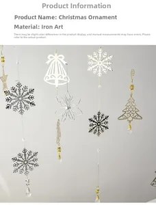Detailed iron Christmas bells and snowflake pendants with elegant crystal beads