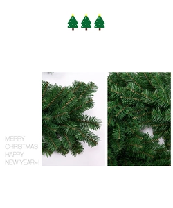 Close-up of high-density 2.7m PVC green Christmas garland with realistic pine needles