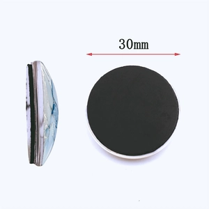 30mm crystal glass magnet with blue and gold marble pattern for refrigerators
