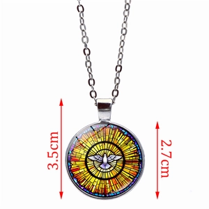 Collar colgante paloma de vidrio de colores de 3,5 cm de alto y 2,7 cm de diámetro