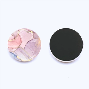 30mm crystal glass fridge magnets with pink marble pattern and magnetic backings