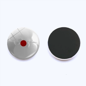 Round 25mm snooker billiard glass fridge magnets showing front and back magnetic side