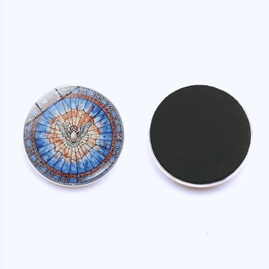 Magnets de réfrigérateur en verre coloré avec motif colombe et dos magnétique, 25mm