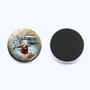 Weihnachtlicher Schneemann Kühlschrankmagnet aus Glas mit vintage Design und Magnetbasis