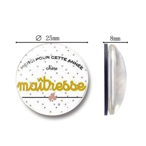 25mm crystal glass fridge magnet with Merci Pour Cette Annee teacher appreciation message