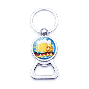 Bottle Opener Keychain Metal Zinc Alloy Oktoberfest Beer Festival Theme Souvenir German Style Polished Silver