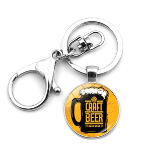 Silver lobster clasp keychain with Craft Beer pendant for Munich Oktoberfest souvenir