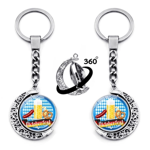 Oktoberfest Bier Festival Rotierender Mond Schlüsselanhänger Zinklegierung Glasanhänger Vintage Bier Thema Taschenanhänger Souvenir Für Damen Herren