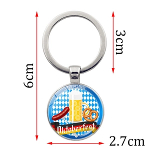 Portachiavi Oktoberfest 6cm con ciondoli festa della birra e pendente in cristallo