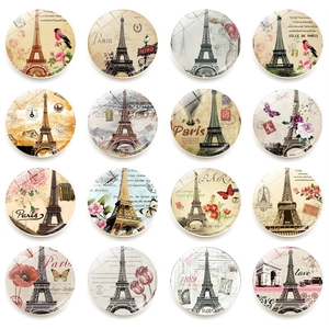Retro Paris Eiffel Tower Refrigerator Magnets Crystal Glass Round 25mm Magnetic Sticker Home Kitchen Decor Gift