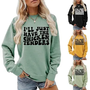Women's Casual Cotton Blend Sweatshirt Loose Round Neck Long Sleeve Pullover Letter Print Streetwear Vintage Top