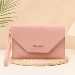 Fashion Envelope Clutch Bag Synthetic Leather Solid Color Wristlet Handbag For Women Simple Urban Style