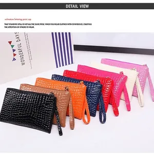 Women Crocodile Pattern PU Leather Long Wallet Wristlet Clutch Bag Zipper Coin Purse Phone Pouch For Daily Use