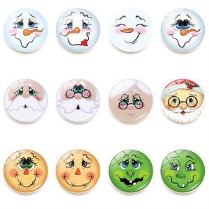 Christmas Snowman Fridge Magnets Crystal Glass Refrigerator Magnet Santa Claus Expressions Winter Holiday Home Decoration