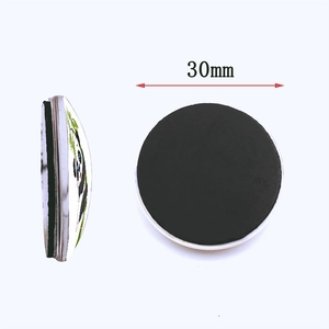 30mm round panda fridge magnet with cute hand-drawn illustration and strong magnetic back