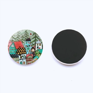 Vorder- und Rückansicht des 25mm Sternenhaus-Glas-Kühlschrankmagnets mit Magnetseite