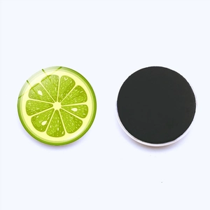 Lime slice crystal glass fridge magnet with round soft magnetic back for home decor