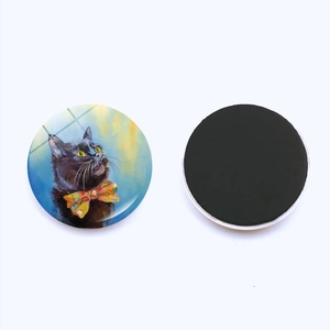 Artistic oil painting cat glass fridge magnets set with strong magnetic backing