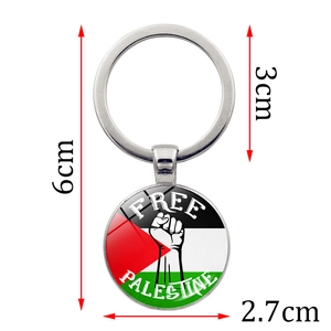 Palästina Flagge Schlüsselanhänger aus Glas mit Metallring und 6cm Größenangaben
