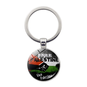 Schlüsselanhänger mit Palästina-Flagge aus Glas und Viva Palestina Schriftzug