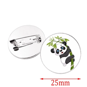 Niedliche Panda und Bambus Metallbrosche Abzeichen mit 25mm Durchmesser und Silberstift