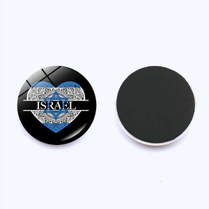 25mm Israel flag crystal glass fridge magnet with Star of David and mandala pattern