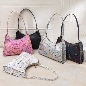 Damen Geometrisches Dreiecksmuster Umhängetasche PU Leder Schillernde Unterarm Hobo Tasche Stilvolle Moderne Handtasche Geschenk